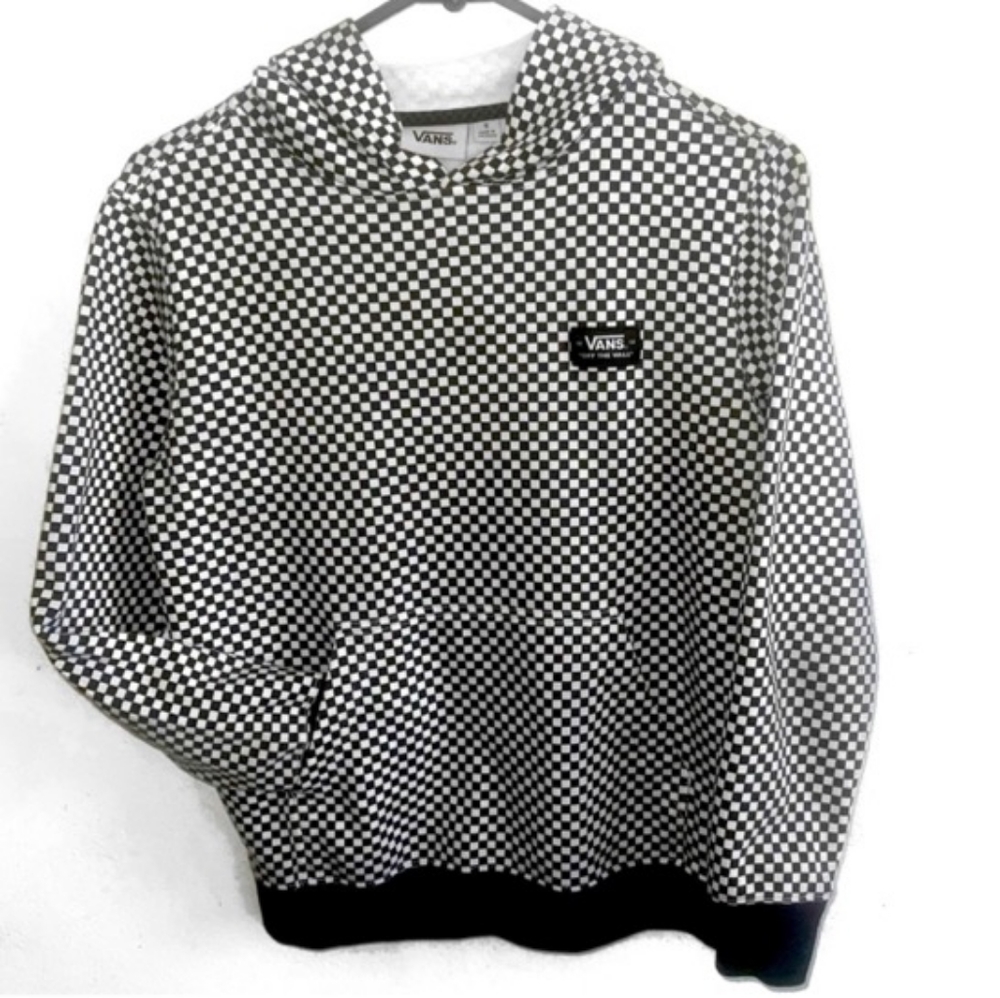 Boys Vans Checkers Hoodie Sz Small Checkerboard Pullover Front Pouch Pocket